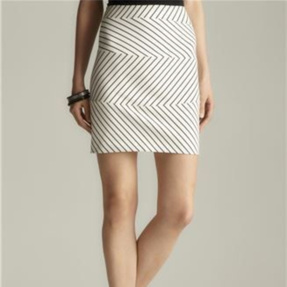 Anthropologie White and Black Striped Skirt